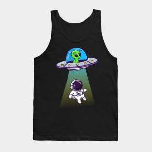Cute Alien Spaceship UFO Invasion Astronaut Cartoon Tank Top